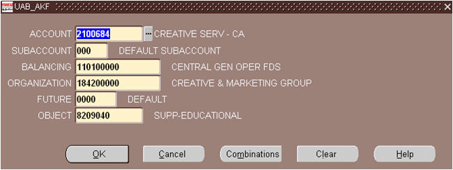 uab financial affairs general ledger account structure gl format